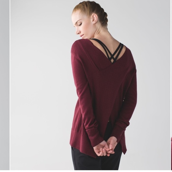 Lululemon Wine Berry  Sunset Savasana Pullover cross open back sweater - Picture 1 of 16